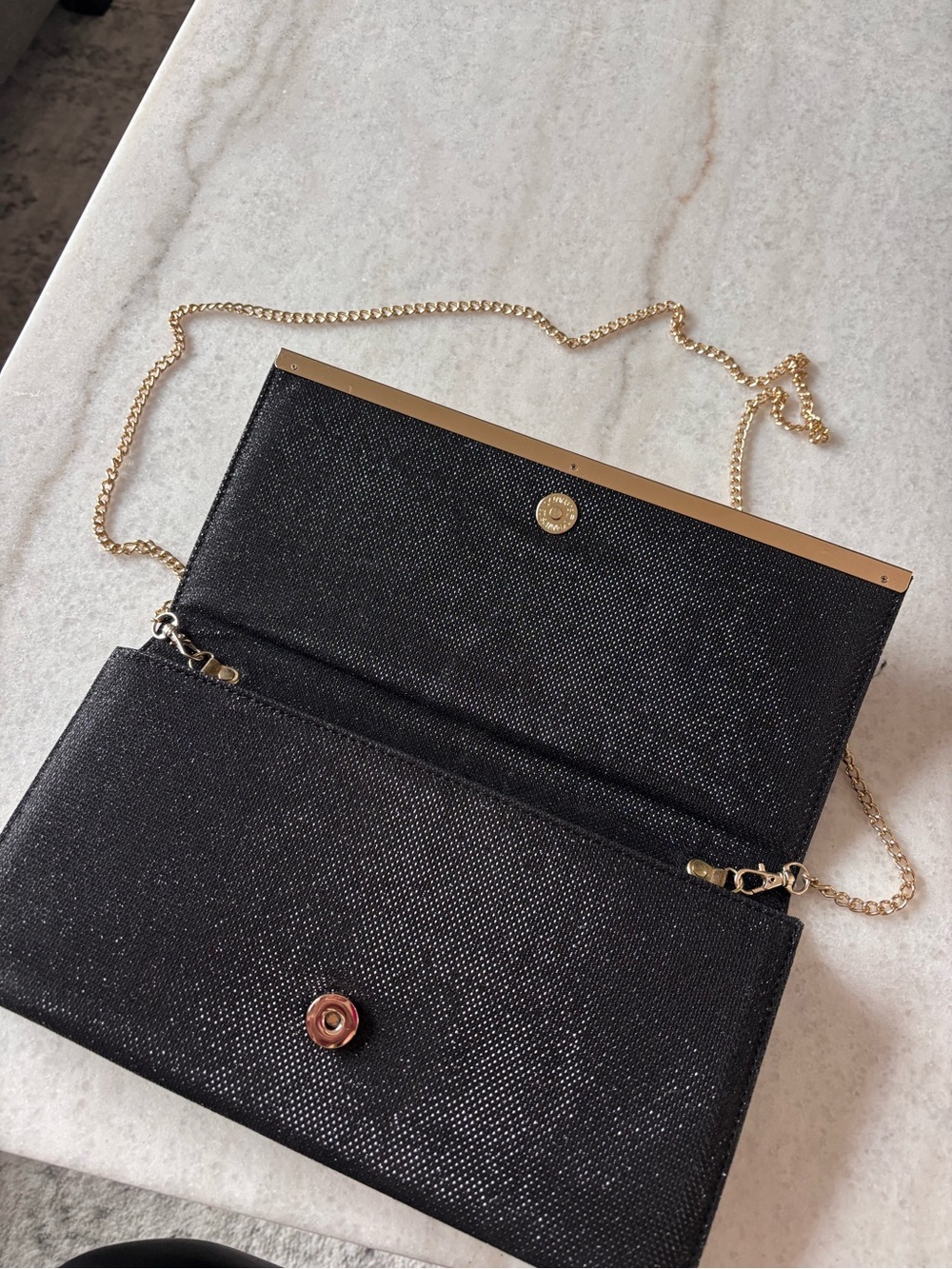 Francesca's Collections Black Clutch with Gold Trim